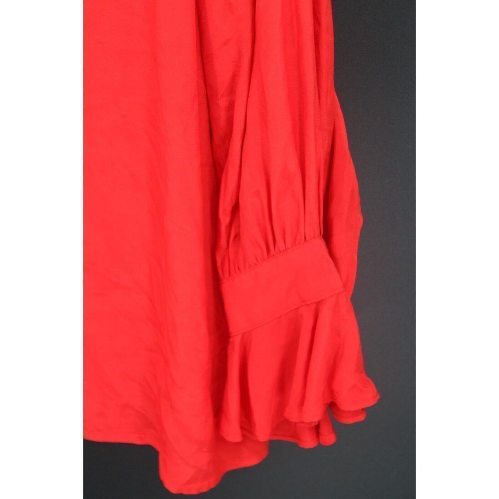 BLAQUE LABEL RED RUFFLE COLAR CUFFS SIZE XS LS BLOUSE - Picture 4 of 8